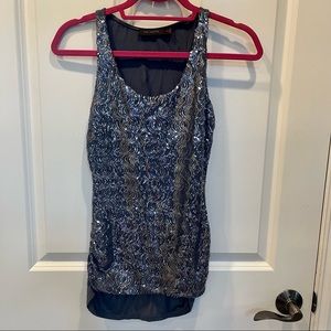 Women’s SZ XS THE LIMITED Charcoal Gray Sequin Front Racer Back Tank Top